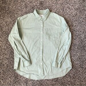 Gap Boyfriend Fit Women’s Linen Button Up Shirt Sage Green Size Large
